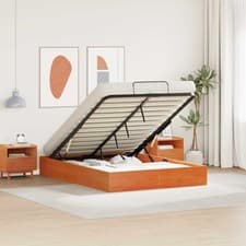 Image of Ottoman Bed Frame with Storage Wax Brown 150 x 200 cm