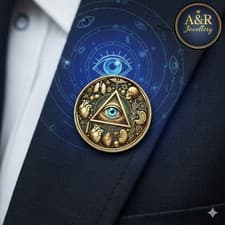 Image of All Seeing Eye Pin Badge Brooch 1" Occult Symbol Gothic Freemasonry Jewelry