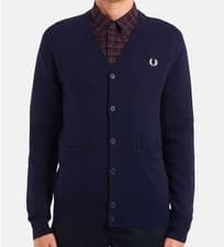 Image of FRED PERRY CLASSIC CARDIGAN K9551 608 WOOL/COTTON NAVY NEW WITH TAGS
