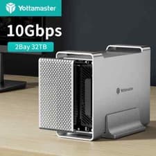 Image of Yottamaster 2 Bay RAID Type C Hard Drive Enclosure For 2.5" 3.5" SATA HDD 10Gbps