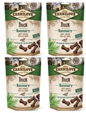 Image of 4 x Carnilove Semi Moist Dog Treats Snacks Duck with Rosemary 200g Grain Free