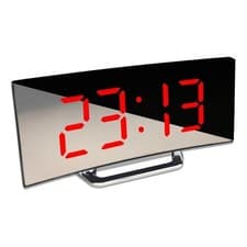 Image of LED Digital Alarm Clock Mains USB/Battery Temperature Large Mirror Display