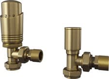 Image of UK Radiators Thermostatic TRV Radiator Valves 10mm Angled Antique Brass