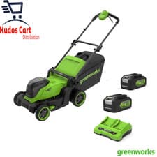 Image of Greenworks 48V 41Cm Cordless Lawn Mower + 2 X 24V (4Ah) Batteries + Dual Charger