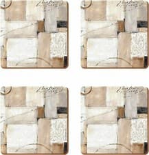 Image of Creative Tops 'Neutral Abstract' Premium Cork-Backed Square Placemats - Brown -