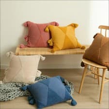 Image of Knitted Cushion Cover Pom Pom Tassel Pillowcase Fringe Sofa Bed Throw Home Decor