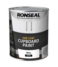 Image of Ronseal One Coat Cupboard MelamineMDF White Satin Paint 750ml