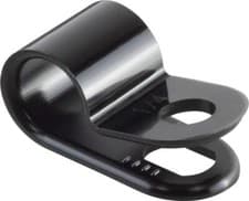 Image of 100 Pack of Black Nylon P-Clips, 6.3mm (1/4 ) Diameter, Plastic Cable Clips