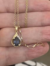 Image of Brand New 9ct London Blue Topaz & Diamond Pendant & Chain Gold 375 Hallmarked 