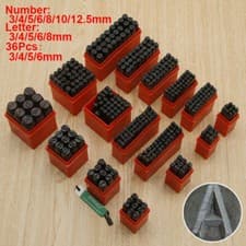 Image of 36pc Number & Letter Punch Set Alpha Numeric Carbon Steel Punches Craft