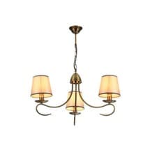 Image of Grey Frustum Shaded Antique Brass Arm Candle Vintage Chandelier Ceiling Light