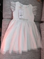 Image of Monsoon Girls Ivory Penelope Party Dress 12-18 Months New £28