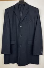 Image of Mens Navy Wool Overcoat Large Size 42" Chest Single Breasted Covert Coat 9784