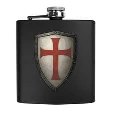 Image of 6oz (170ml) 'Medieval Knight's Shield' Pocket Hip Flask (HP00040616)