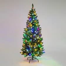 Image of Christmas Tree Pre Lit Slim Pencil Pine Green Artificial Bushy XMAS Decor 4-8FT