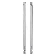 Image of 2pcs T40 Torx Bit 1/4" Shank 6" Long 6 Point Tamper Resistant Star Bits