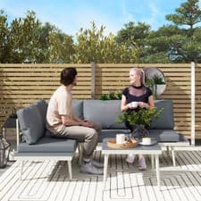 Image of 3 Piece Garden Furniture Set, 5-Level Reclining Lounger Corner Sofa, Grey