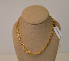 Image of NWT ANNE KLEIN Old Stock Gold tone 17" Double Links Chain w Round AK Logo