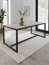 Image of Harlem Dining Table 180cm Grey Oak & Black Metal|Industrial Style| Family Table