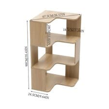 Image of Wooden Corner Bookshelf 3/4 Tier Storage Rack L-Shaped Organizer Display Shelves