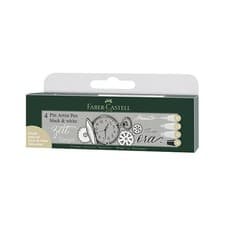 Image of Faber-Castell Pitt Artist Pens Set - 4pcs White & Black #167151