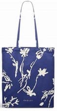 Image of Radley Blooming Lovely Medium Open Top Yves Blue Cotton Canvas Tote Bag