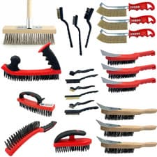 Image of Steel Wire Brush Set Heavy Duty with Wooden Handle Rust Removal Tool