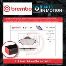 Image of Brake Pads Set fits FIAT 500 312 1.2 Front 07 to 15 169A4.000 Brembo 6001073453