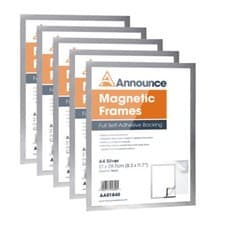 Image of Announce Magnetic Frame A4 Silver (Pack of 5) AA01841