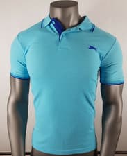 Image of New Slazenger Tipped Polo Shirt T-Shirt Tee Men's Top Blue XS
