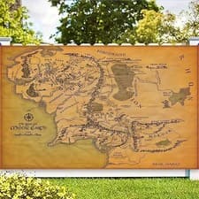 Image of 2D flat Exquisite Middle Earth Map Unframed. LOTR