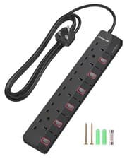 Image of DEWENWILS 6 Way Surge Protected Extension Lead with Individual Switches
