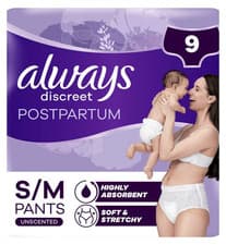 Image of Always Discreet Post Partum and Adult Incontinence Pants Size S / M Medium x 9