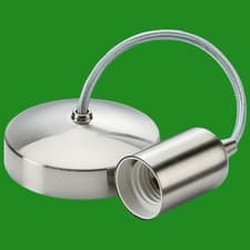 Image of 1x 6" (6in) 150mm Chrome Hanging Ceiling Lamp Pendant E27