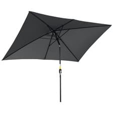 Image of Outsunny 3x2m Patio Parasol Canopy Tilt Crank 6 Ribs Sun Shade Garden Black