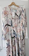 Image of Ted Baker Edreana Creme Garden Bird Print Decadence  Midi Dress Size 3 Uk 12