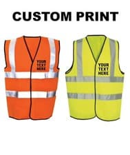 Image of PERSONALISED HI VIS VEST CUSTOM PRINTED HI VIZ HIGH VISIBILITY SAFETY WAISTCOAT
