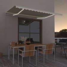 Image of Manual Retractable Awning with LED 450x300 cm Cream