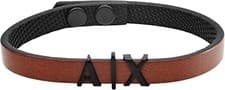 Image of ARMANI EXCHANGE AXG0054001 MENS BROWN LEATHER BRACELET PLUS GIFT POUCH **BNWT**
