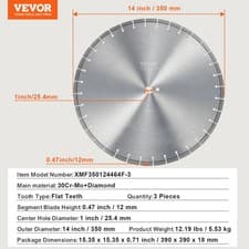 Image of 3PCS VEVOR Diamond Blade 14 in Concrete Saw Blade Wet or Dry 0.47inch Flat Teeth