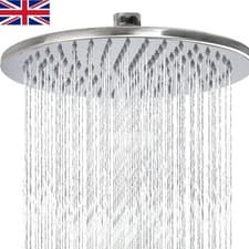 Image of Round Bathroom Shower Head 8-Inch 20cm Rainfall Fixed Overhead 1/2" Chrome Kit