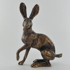 Image of Bronze Effect Hare Sculpture Buttercup Ornament Standing Harriet Glen new 60136