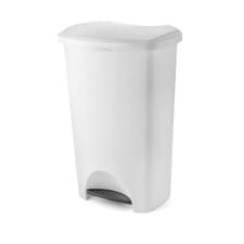 Image of Addis Plastic Family Kitchen Utility Pedal Bin, 50 Litre, White 517616ebay