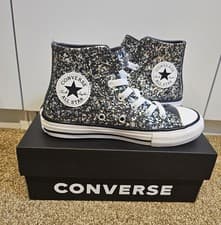 Image of BN Rare Converse Chuck Taylor All Star Glitter High top Kids Trainer UK 12 EU 30