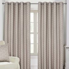 Image of Geometric Blackout Curtains Pair Heavy Weight Jacquard Ready Made Eyelet Curtain