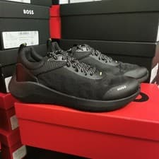 Image of Hugo Boss Mens Wayne Runn Black Trainers Size 10 Brand new boxed rrp £189