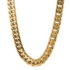 Image of Fred Bennett Stainless Steel Gold Double Curb 56cm Chain N4563