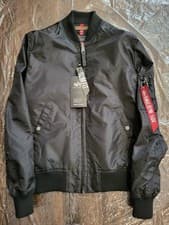 Image of Alpha Industries Mens Ma-1 Tt Bomber Jacket, Black, Medium, Brand New With Tags