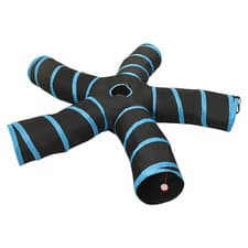 Image of Cat Tunnel 5-Way S-Shaped Black/Blue 25cm Polyester Steel Foldable Play FunToy!!
