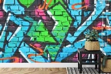 Image of Urban Street Graffiti Colorful Wallpaper Mural Removeable Washable Peel & Stick